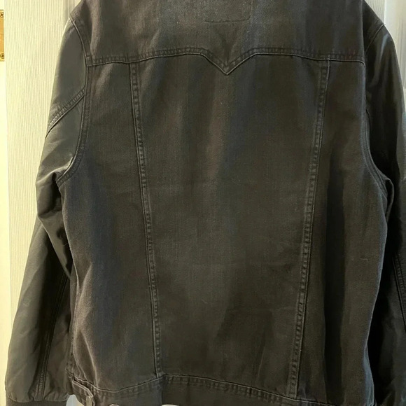 Men’s Black Denim Jacket with Faux Leather sleeves - Picture 11 of 12